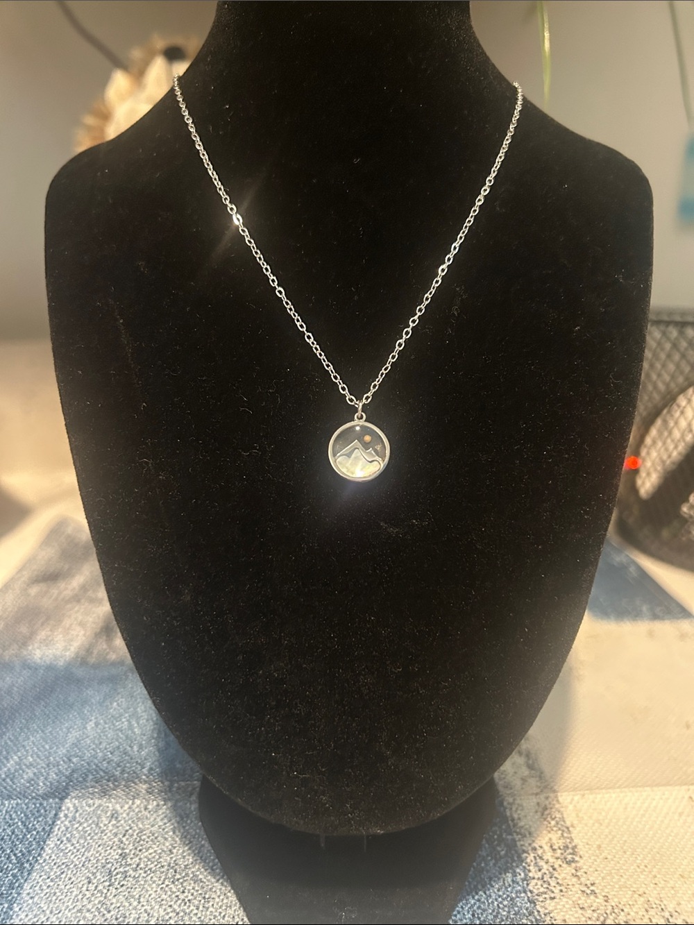 Silver Mountain Disc Pendant Necklace - Faith as small as a Mustard Seed